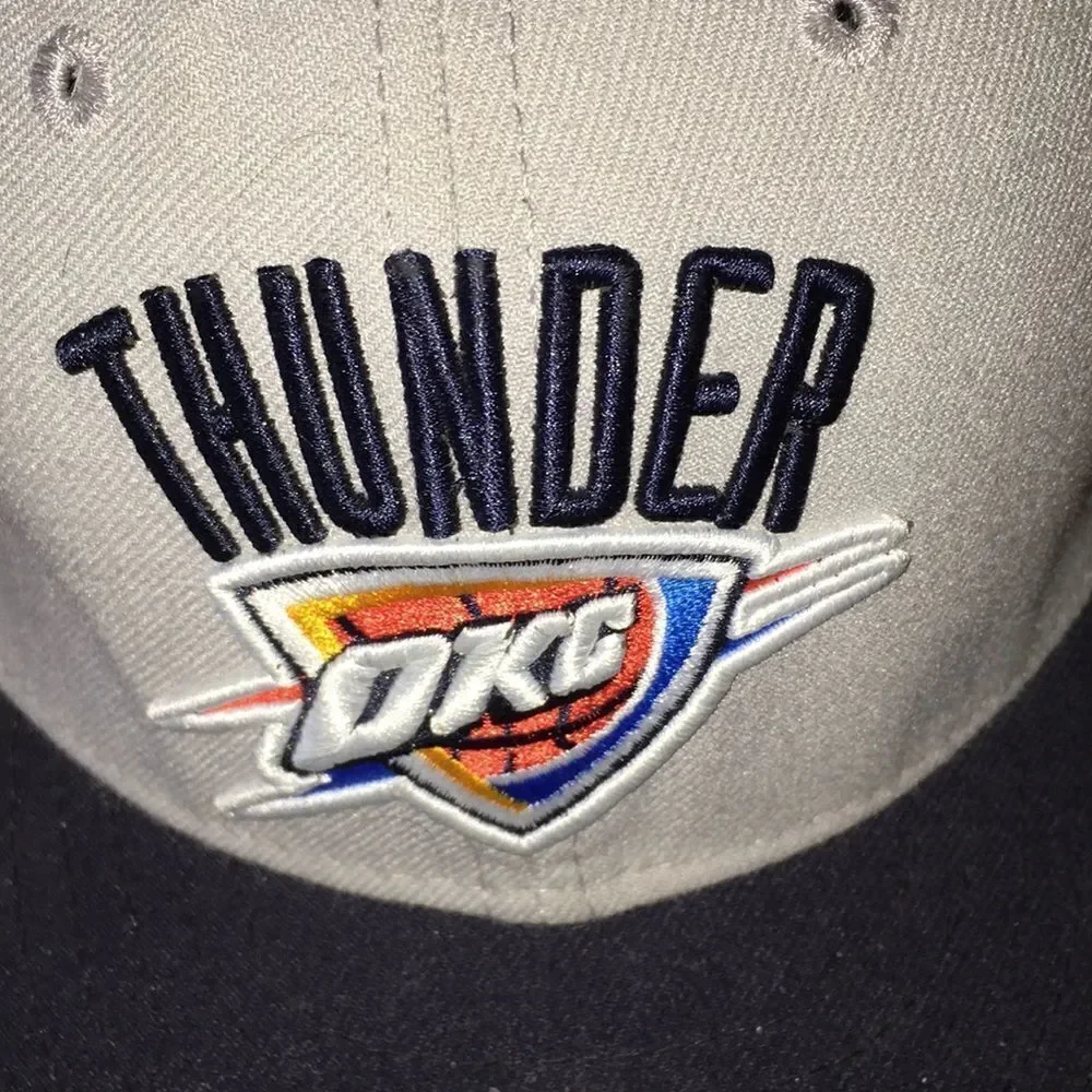 Grey OKC Oklahoma City Thunder NBA Gray Baseball Basketball Cap Fitted 7 1/8 SGA